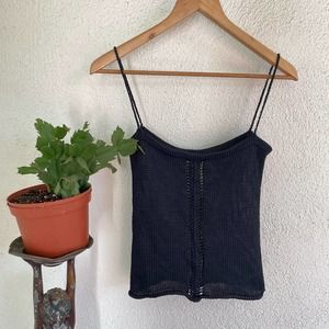 Vintage 90s trendy knit navy tank top by Gabriel .S